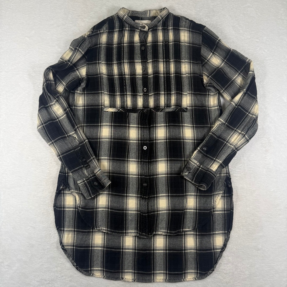 Denim & Supply Ralph Lauren Black Cream Plaid Pintuck Tunic Shirt Large